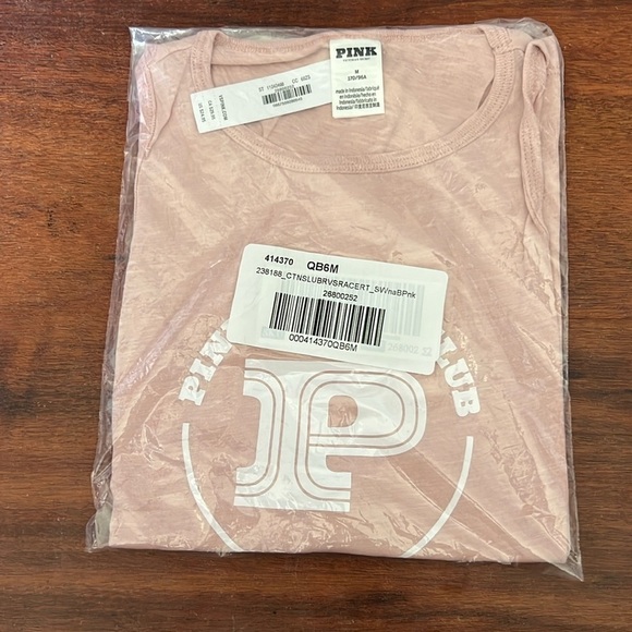 VS Pink Cotton Cropped Racerback Tank Top light pink crop top activewear medium - Picture 5 of 10